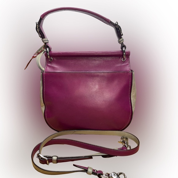 Coach Legacy Wills Purple Grey Leather two way Crossbody Bag - Picture 2 of 9